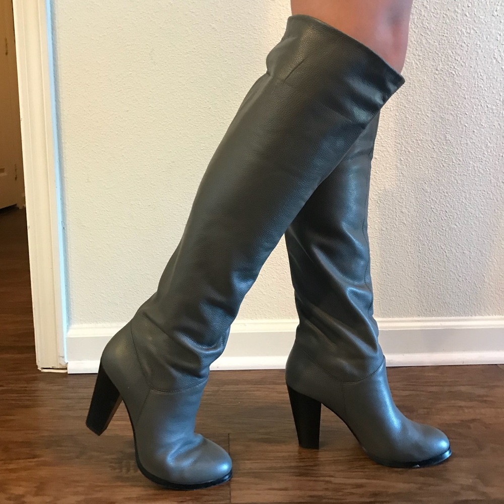 Gray Genuine leather OTK boots